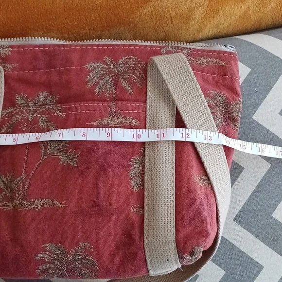 🔥🔥Bonnie Bag Upholstery palm trees vintage knitting needle point storage tote - Picture 12 of 16